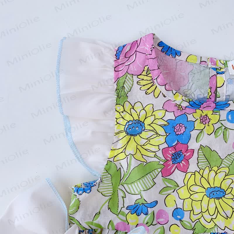 Toddler Floral Bow Ruffled Sleeves Dress - image 3