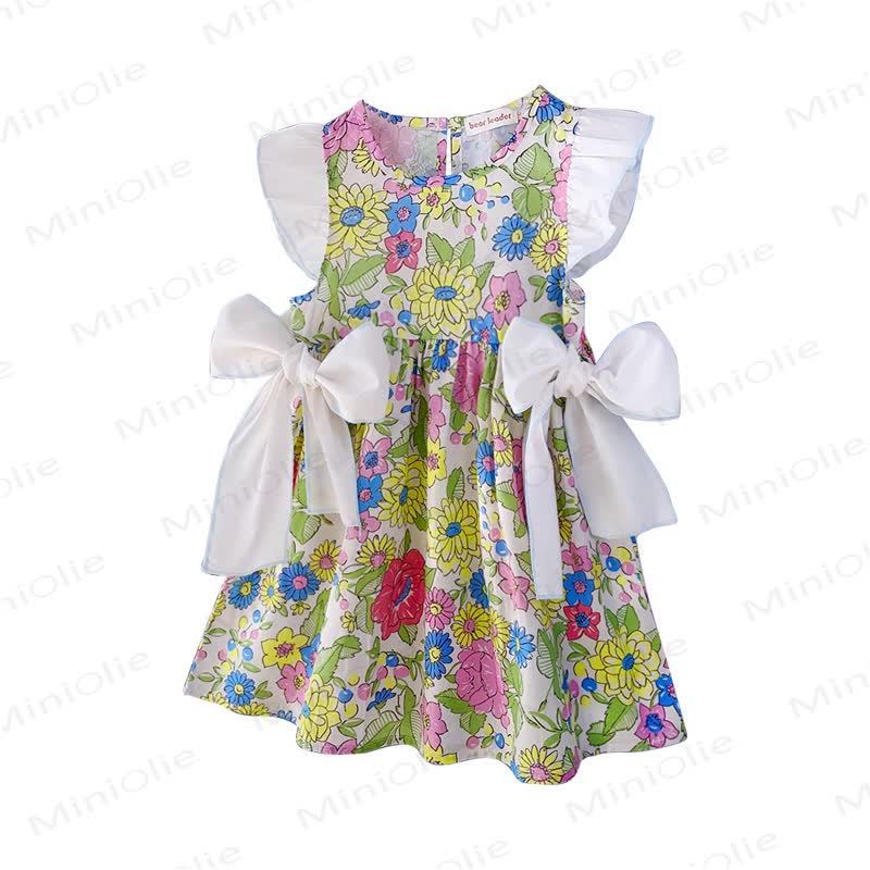 Toddler Floral Bow Ruffled Sleeves Dress - image 6