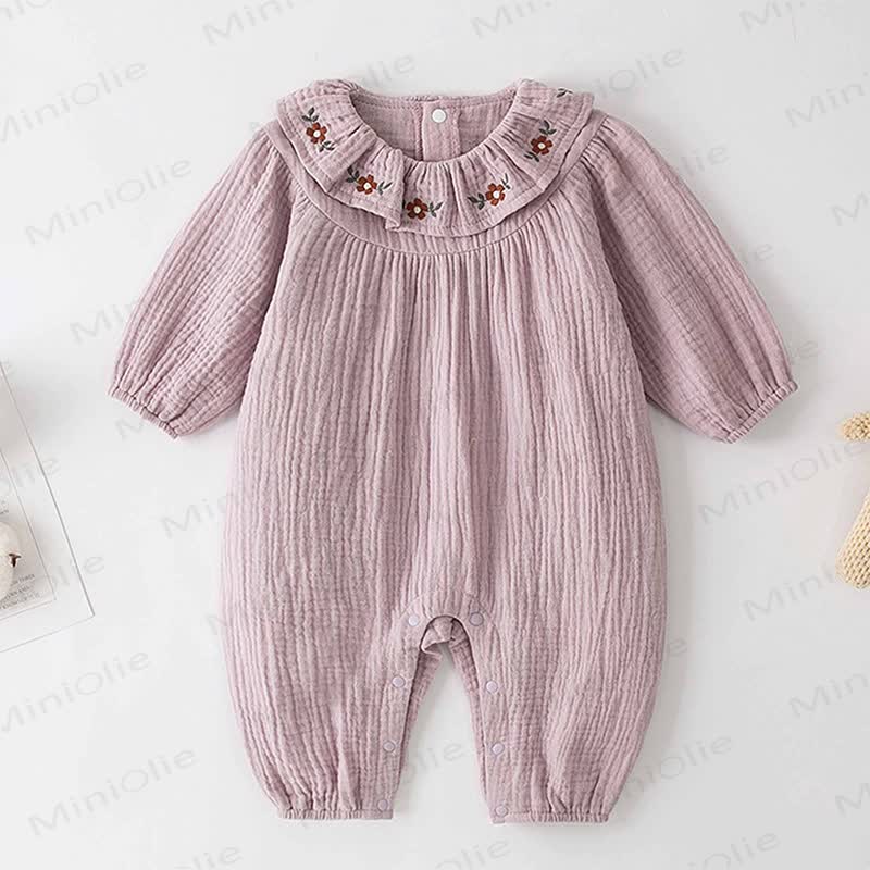 Baby Floral Collar Purple Romper - Purple - 2-3T - image 1