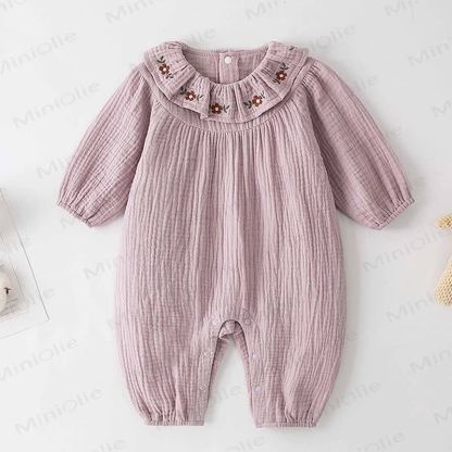 Baby Floral Collar Purple Romper - Purple - 2-3T - image 1