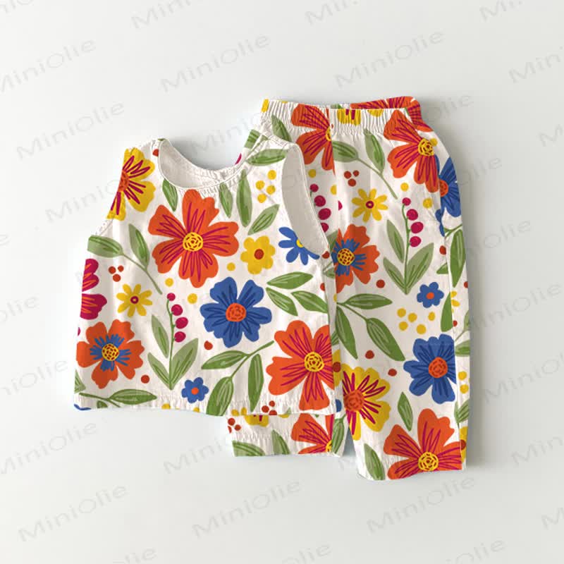 Baby 2-Piece Beige Flower Sleeveless Set - Beige - 2-3T - image 1