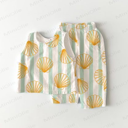Baby 2-Piece Shell Striped Sleeveless Set - Green - 2-3T - image 1