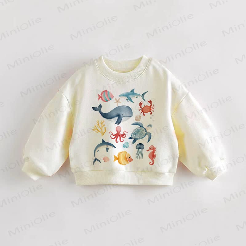 Baby Toddler Marine Animals Sweatshirt - Cream - 3-5T - image 1