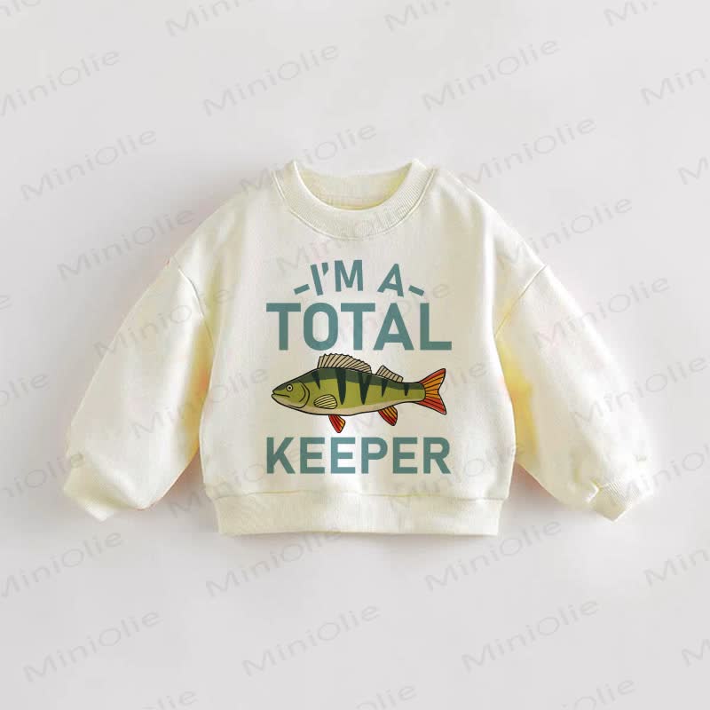 I'M A TOTAL KEEPER Baby Toddler Sweatshirt - Cream - 3-5T - image 1