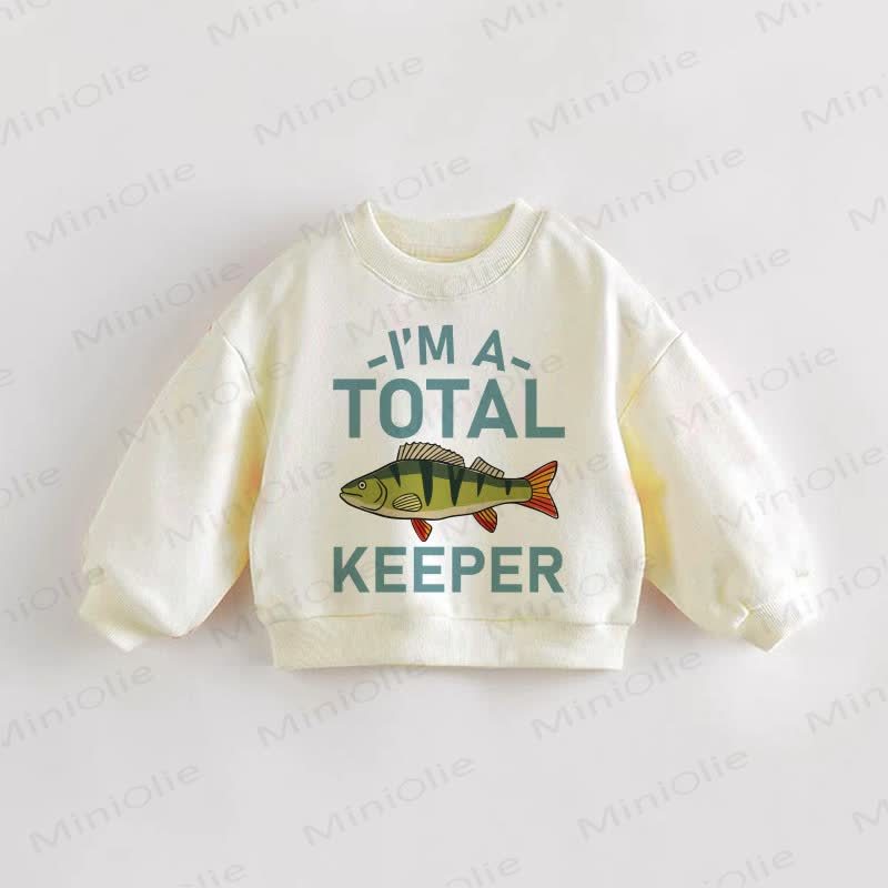 I'M A TOTAL KEEPER Baby Toddler Sweatshirt - Cream - 3-5T - image 1