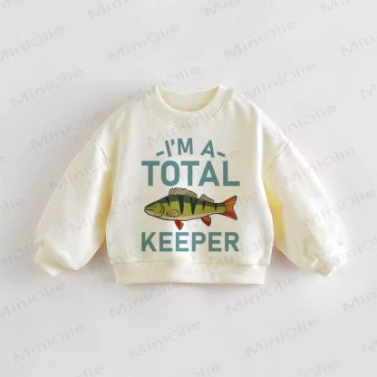 I'M A TOTAL KEEPER Baby Toddler Sweatshirt - Cream - 3-5T - image 1