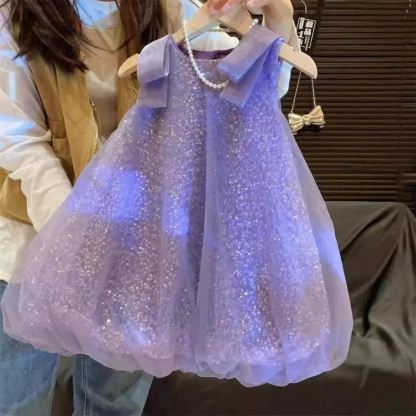 Toddler Mesh Solid Color Sleeveless Dress - image 2