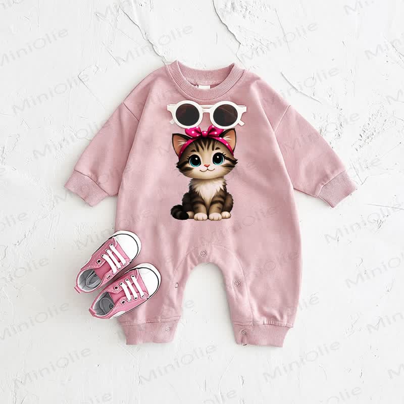 Baby Lovely Cat Pink Romper - Pink - 2-3T - image 1