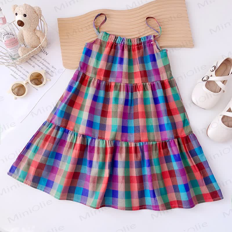 Toddler Plaid Purple Sleeveless Dress - Purple - 6-7T - image 1