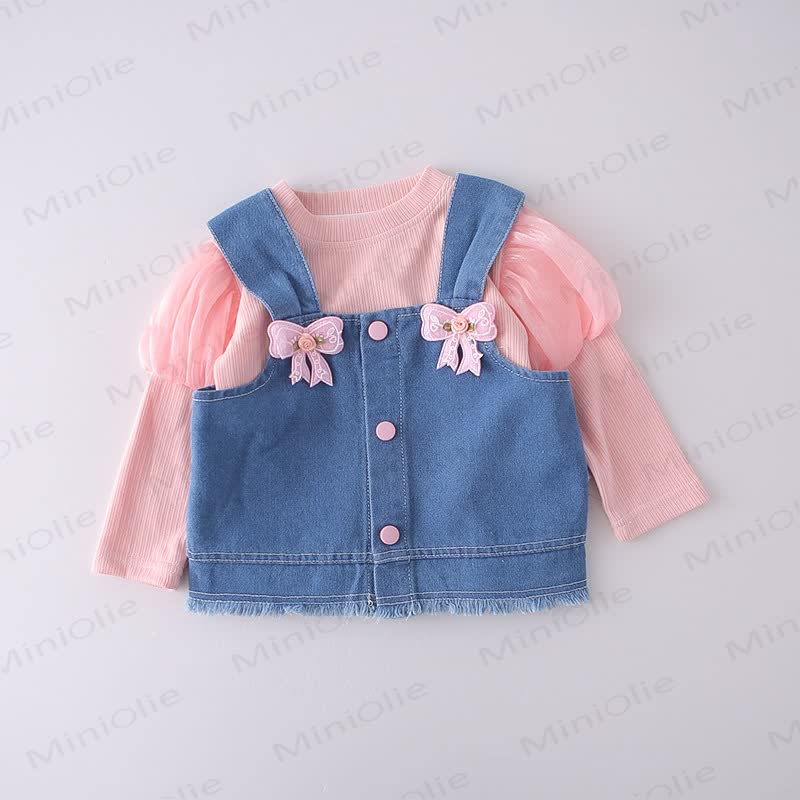 Toddler Girl Bow Denim 3-piece Set - image 5