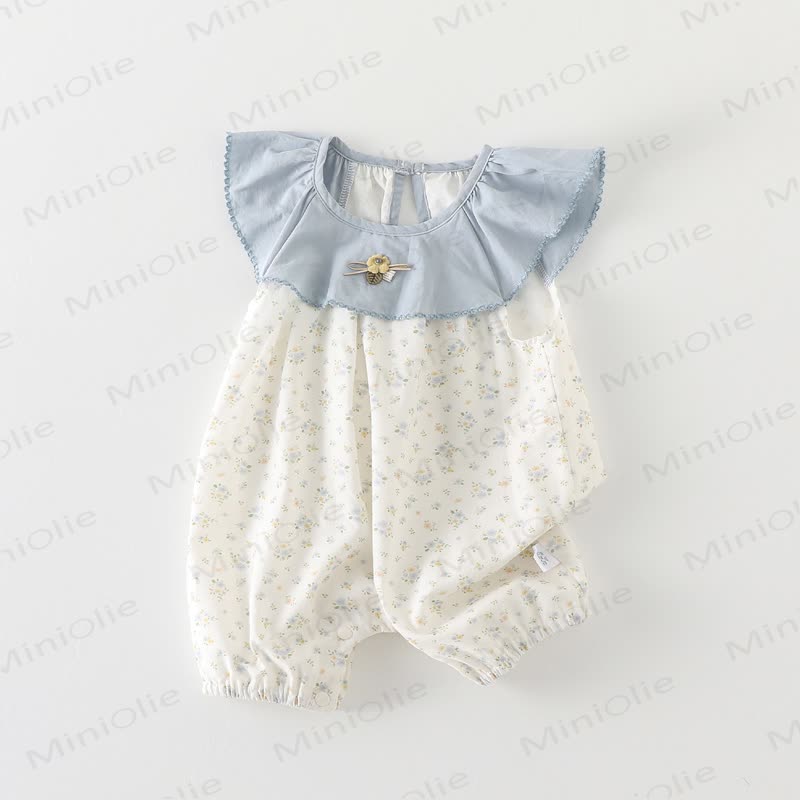 Baby Floral Blue Collar Romper - Blue - 18-24M - image 1