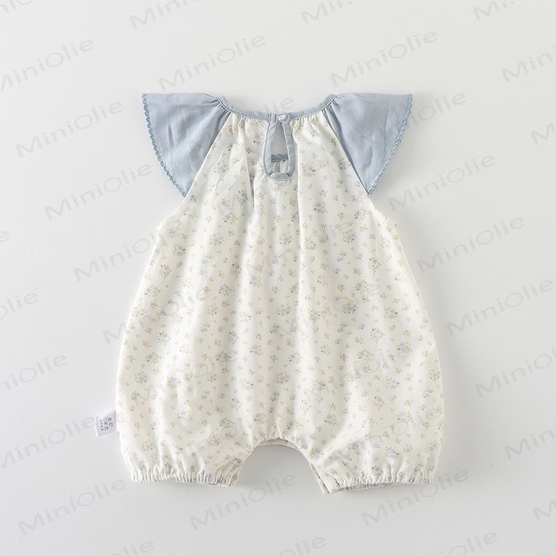 Baby Floral Blue Collar Romper - image 2