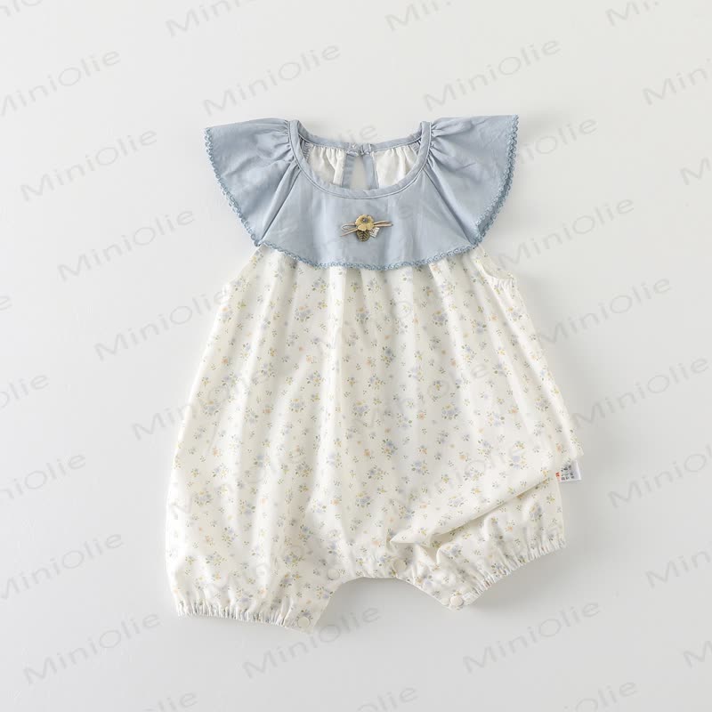 Baby Floral Blue Collar Romper - image 3