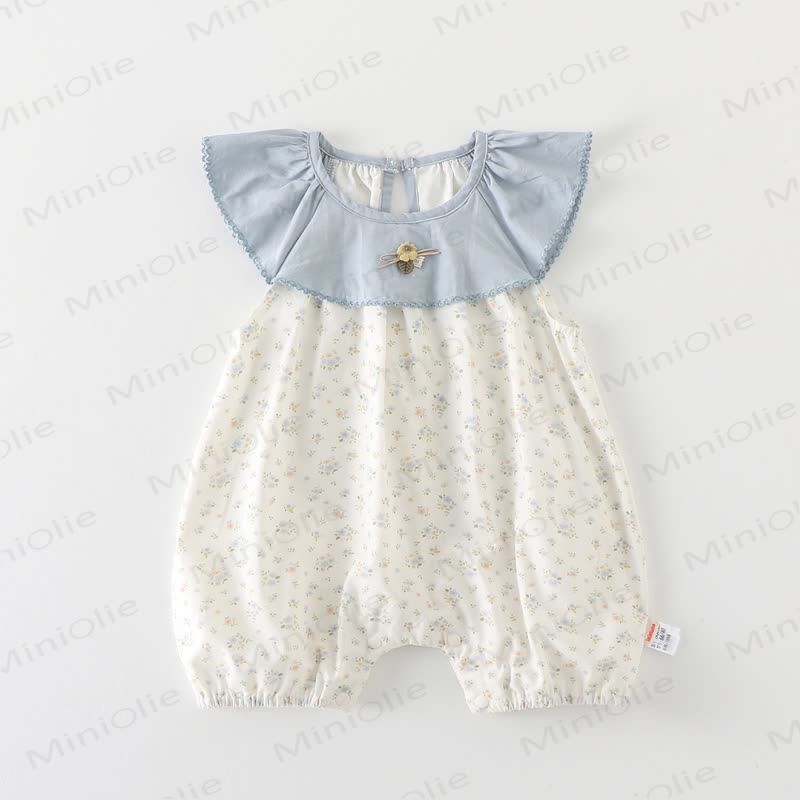 Baby Floral Blue Collar Romper - image 5