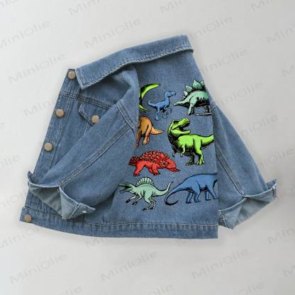 Toddler Kid Boys Dinosaur Jurassic Denim Jacket - Blue - 10-11T - image 1