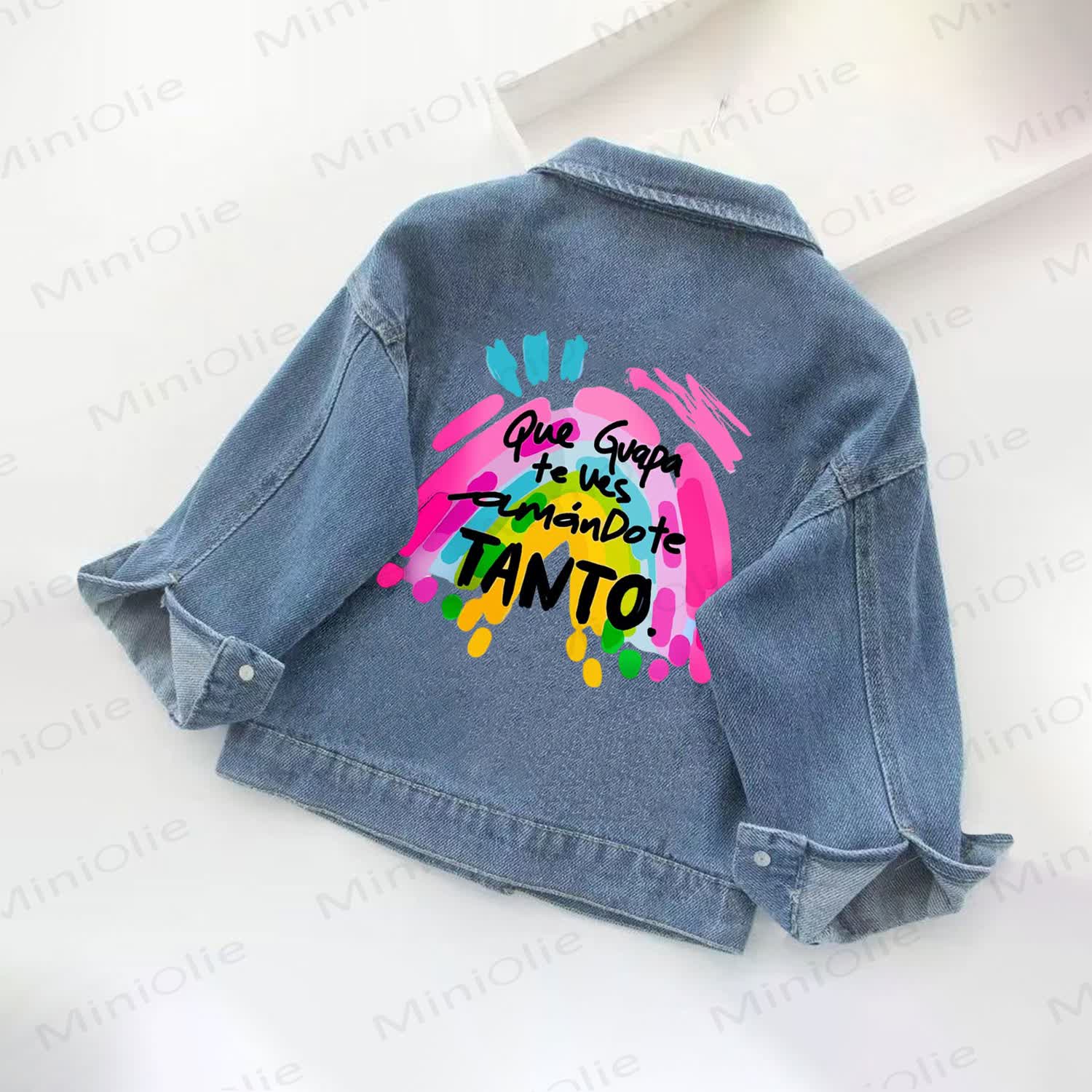 QUE GUAPA TE VES Toddler Kid Rainbow Denim Jacket - image 2