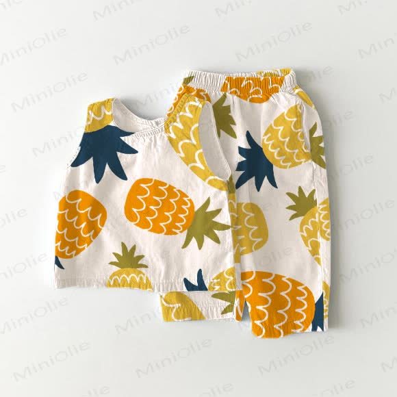 Toddler Pineapple 2-piece Sleeveless Set - White - 5-7T - image 1