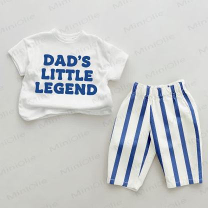 DADDY'S LITTLE LEGEND Baby Blue Vertical Striped 2-piece Set - White&Blue - 2-3T - image 1