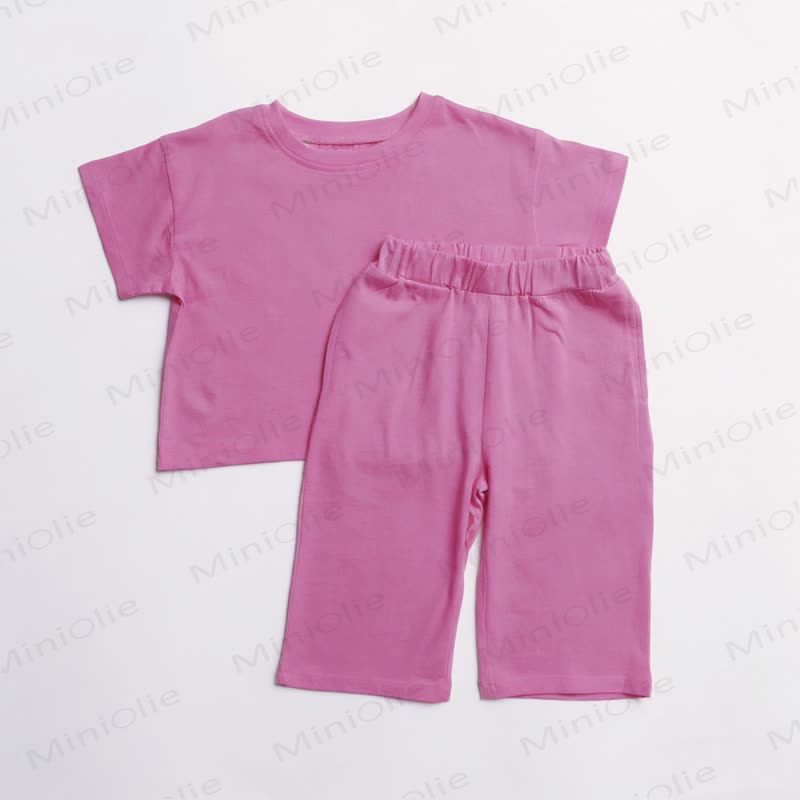 Baby Toddler Solid Color Tee and Pants Set - Rose Pink - 3-4T - image 2