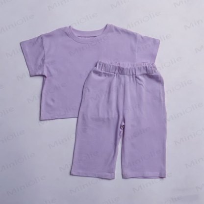 Baby Toddler Solid Color Tee and Pants Set - Purple - 3-4T - image 10