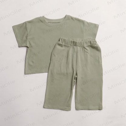 Baby Toddler Solid Color Tee and Pants Set - Green - 3-4T - image 3