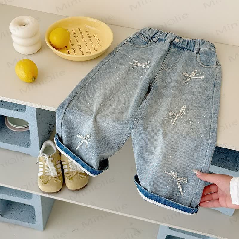 Toddler Girl Bow Denim Pants - image 3