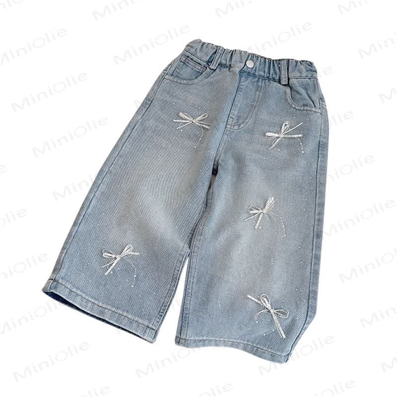 Toddler Girl Bow Denim Pants - image 8