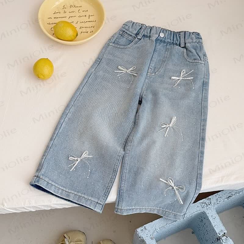 Toddler Girl Bow Denim Pants - image 4