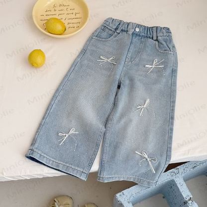 Toddler Girl Bow Denim Pants - image 4