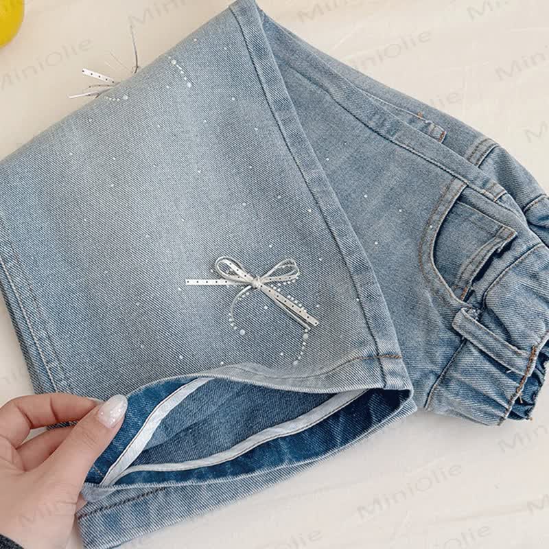 Toddler Girl Bow Denim Pants - image 6