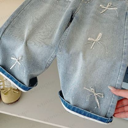 Toddler Girl Bow Denim Pants - image 7