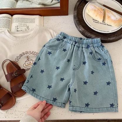 Toddler Boy Star Denim Shorts - Blue - 4-5T - image 1
