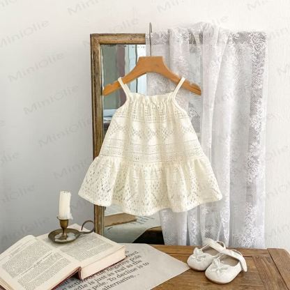 Baby Boho Beige Solid Color Dress - Beige - 3-4T - image 1