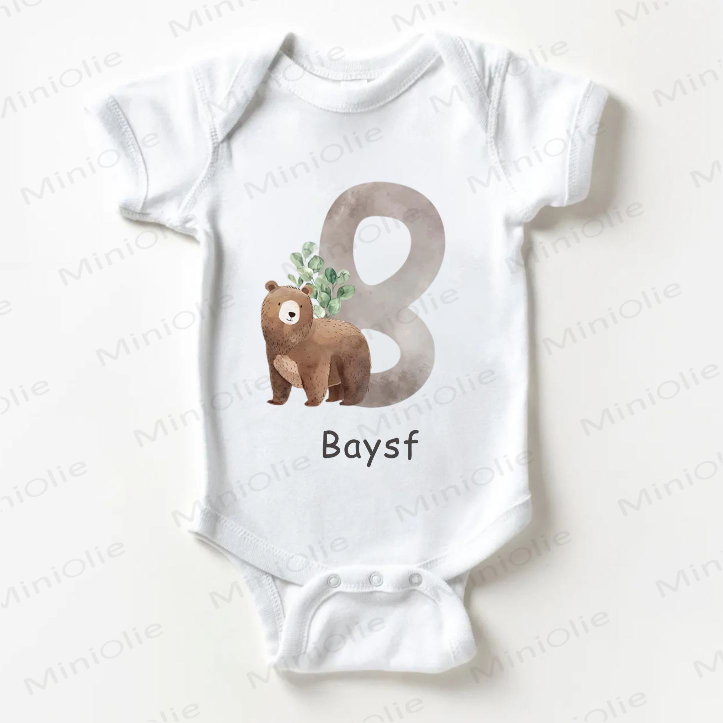 Personalized Cuter Animal Letter Baby Name Customization White Bodysuit - image 1