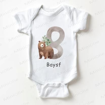 Personalized Cuter Animal Letter Baby Name Customization White Bodysuit - image 1