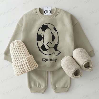 Personalized Football Letter Baby 2-piece Green Set with Name Customization - image 1