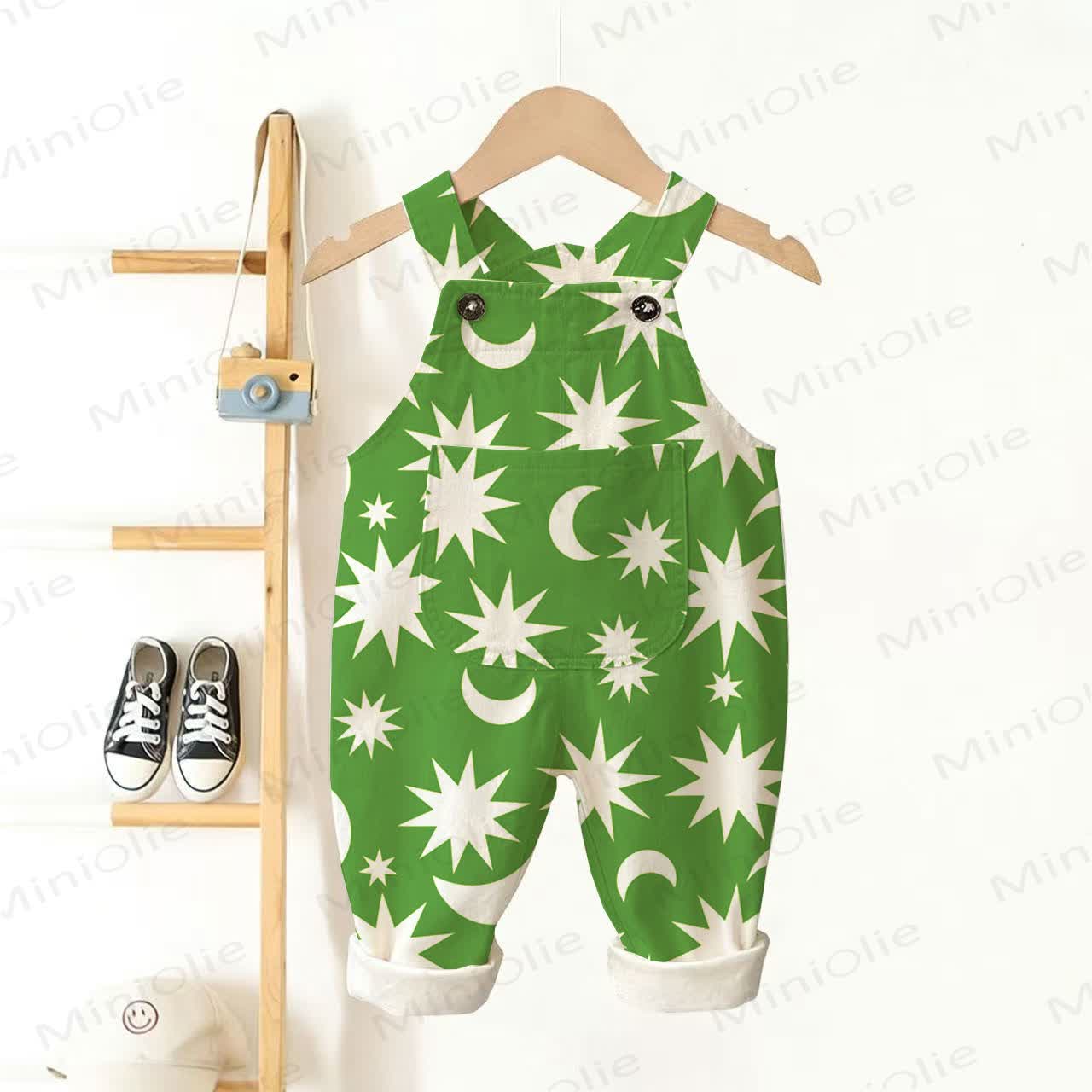 Baby Toddler Moon Star Overalls - Green - 3-5T - image 1