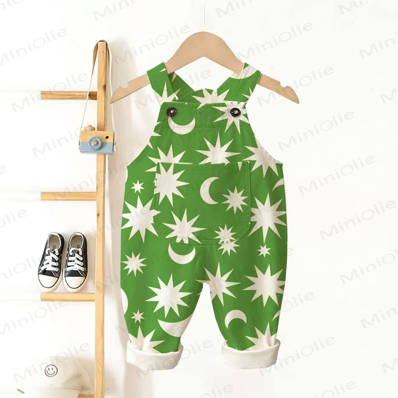 Baby Toddler Moon Star Overalls - Green - 3-5T - image 1