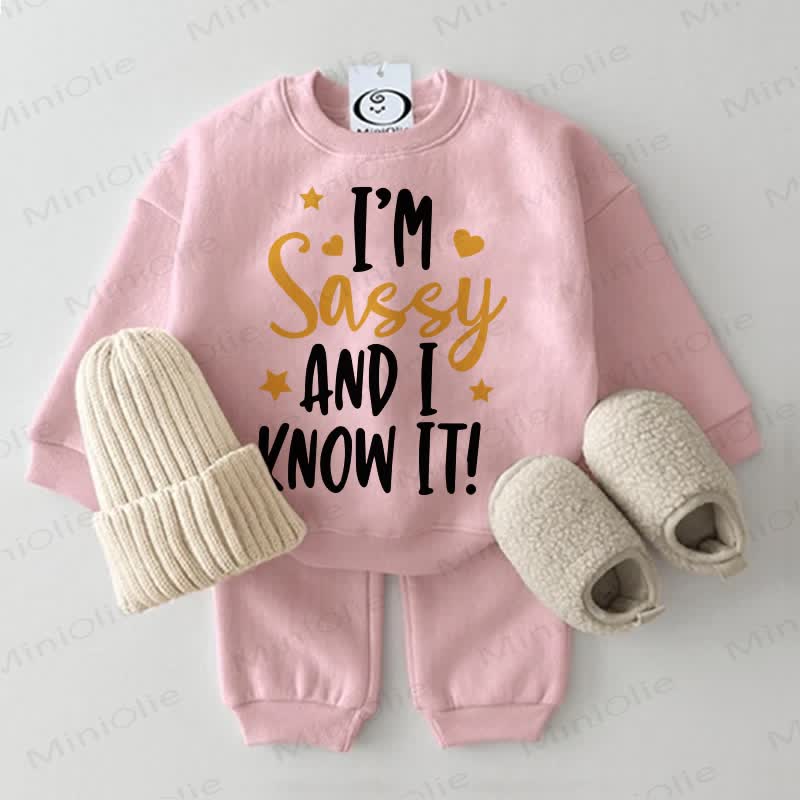 I'M SASSY AND I KNOW IT! Baby Sweatshirt 2-piece Pink Set - Pink - 2-3T - image 1