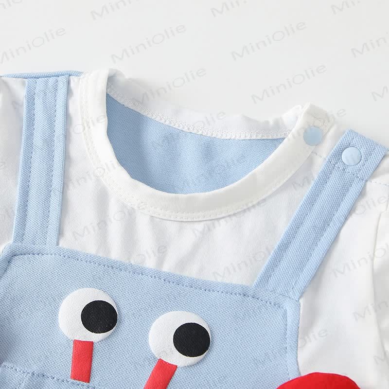 Baby Fake 2pcs Crab Pocket Romper - image 4