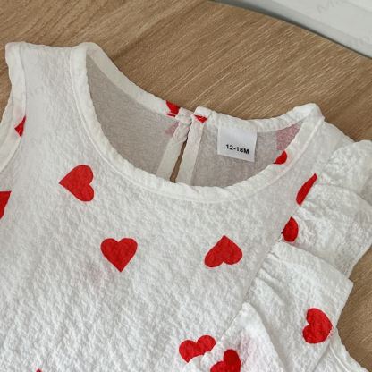 Baby Heart Print Ruffle Cotton Dress Set - image 5