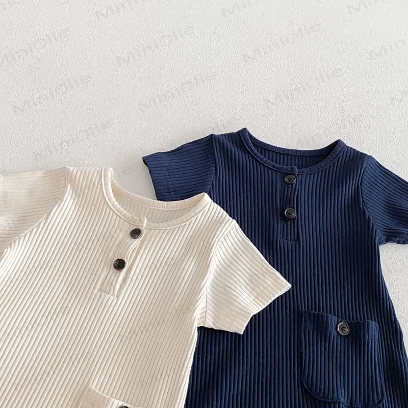 Baby Breathable Rib Pocket Romper - image 4