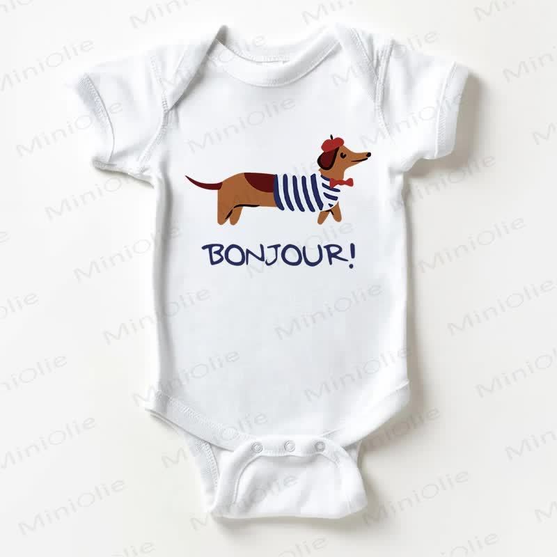 BONJOUR! Baby Daschund White Bodysuit - White - 18-24M - image 1