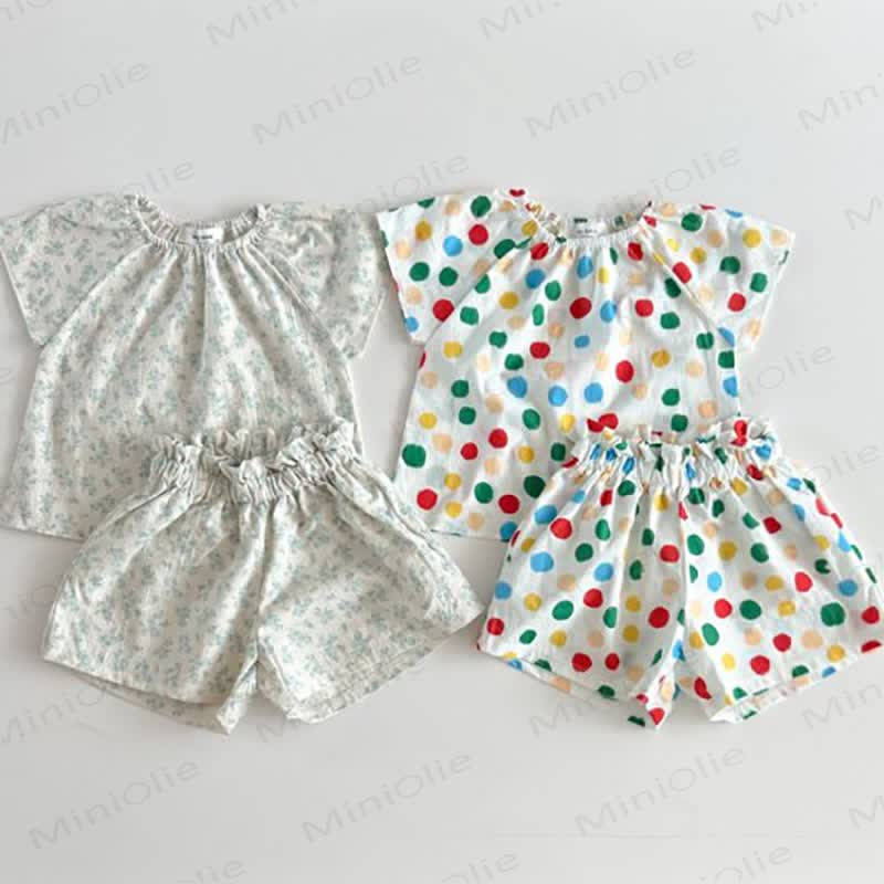 Toddler Polka Dot Breathable Cotton Lounge Dress Set - image 2