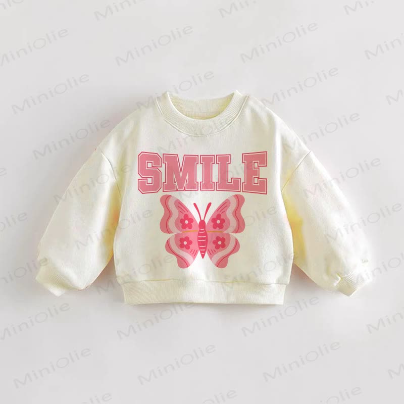 SMILE Baby Toddler Butterfly Sweatshirt - Cream - 3-5T - image 1