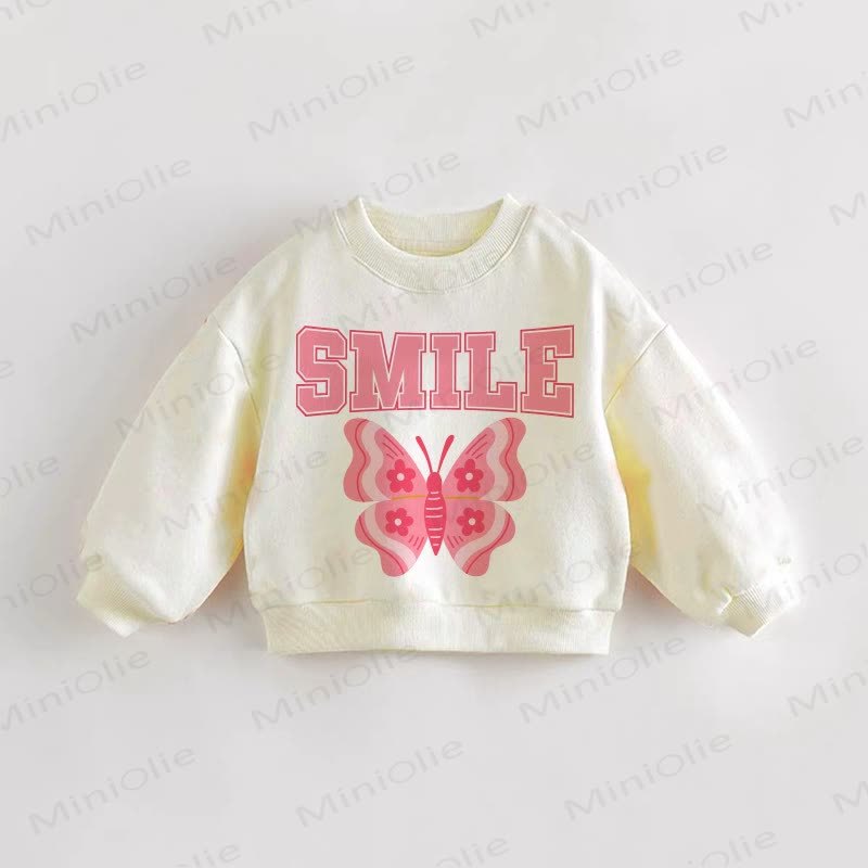 SMILE Baby Toddler Butterfly Sweatshirt - Cream - 3-5T - image 1