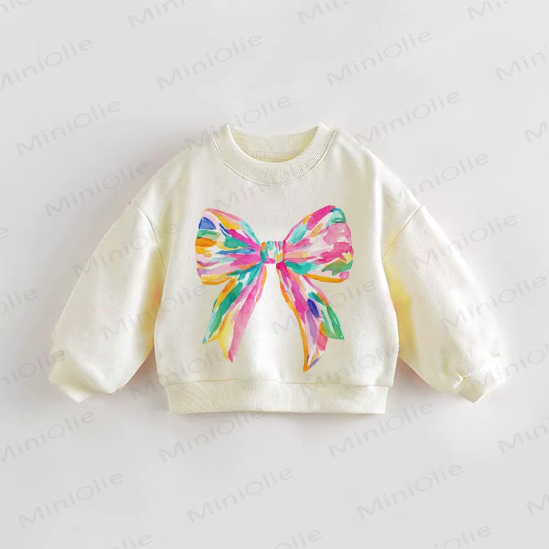 Baby Toddler Colorful Bownot Sweatshirt - Cream - 3-5T - image 1