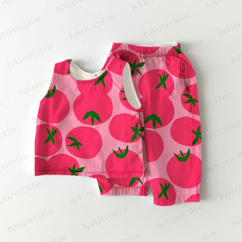 Baby Toddler Tomato Pink Sleeveless 2-piece Set - Pink - 5-7T - image 1