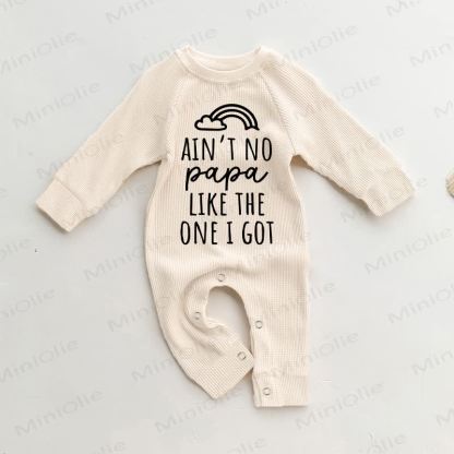 AIN'T NO PAPA LIKE THE ONE I GOT Baby Waffle Romper - Beige - 18-24M - image 1