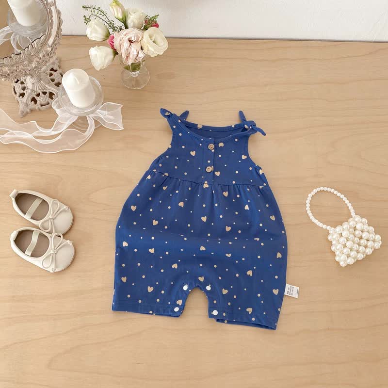 Baby Breathable Soft Cotton Blend Tie Strap Summer Romper - image 11